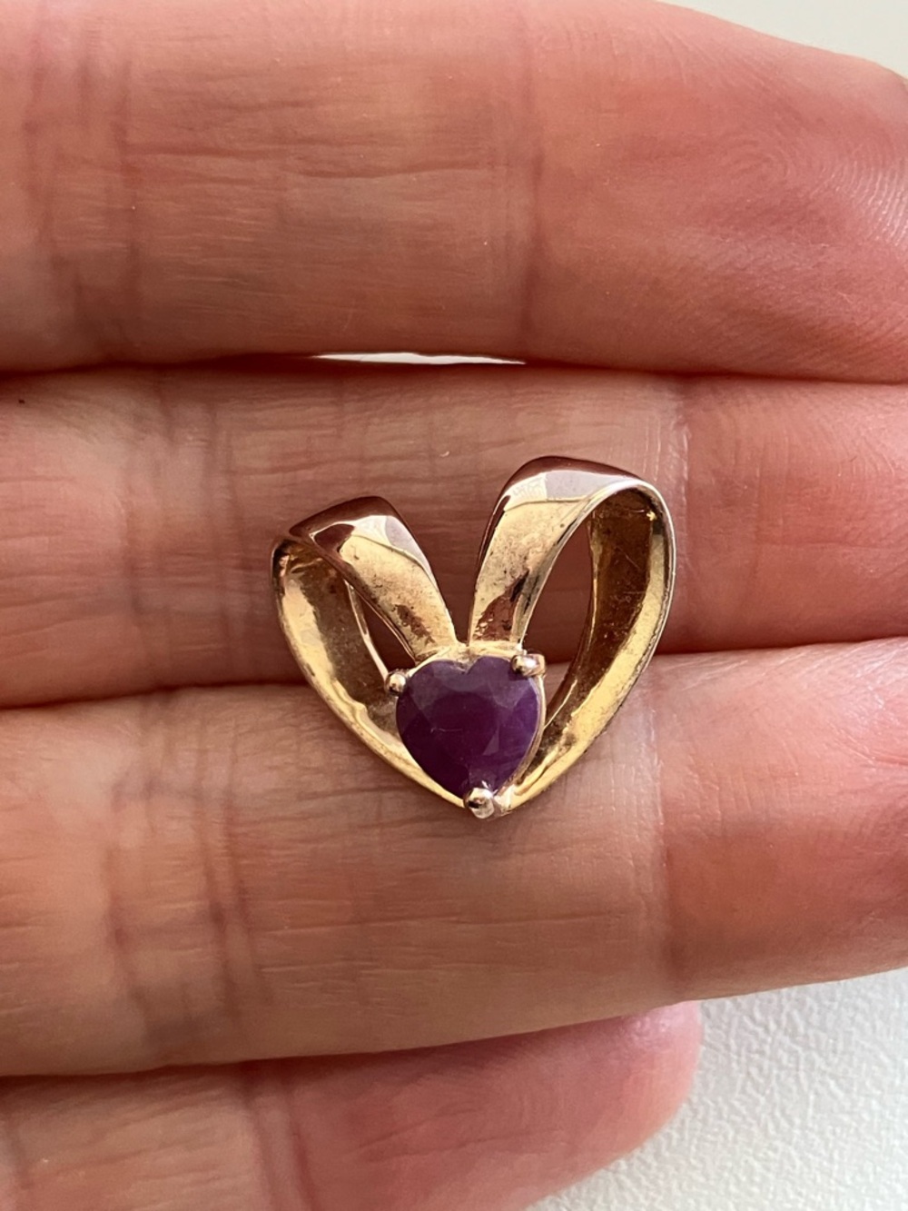 925 Gold Plated Heart Pendant with Ruby